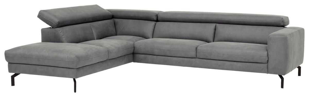 Ecksofa California - Schwarz/Grau, MODERN, Textil (233/305cm) - Trendmanufaktur