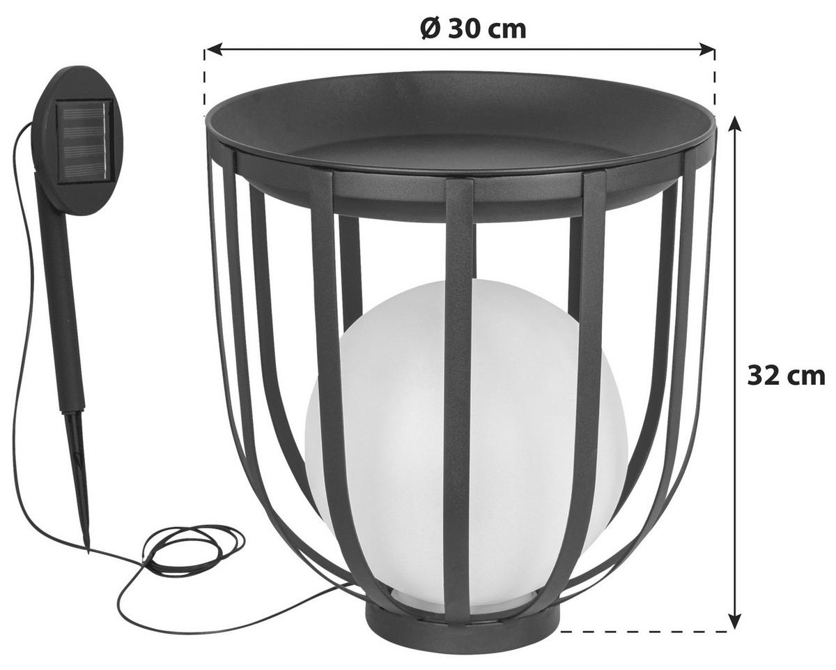 Gartentisch Brixen Kunststoff L 30cm - Schwarz, LIFESTYLE, Kunststoff/Metall (30/32cm)