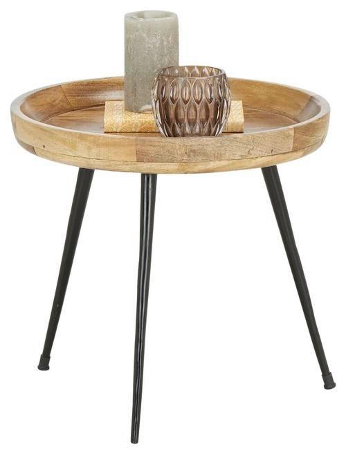 Odkládací stolek P: 40cm - přírodní barvy, Lifestyle, kov/dřevo (40/38/40cm) - Mömax