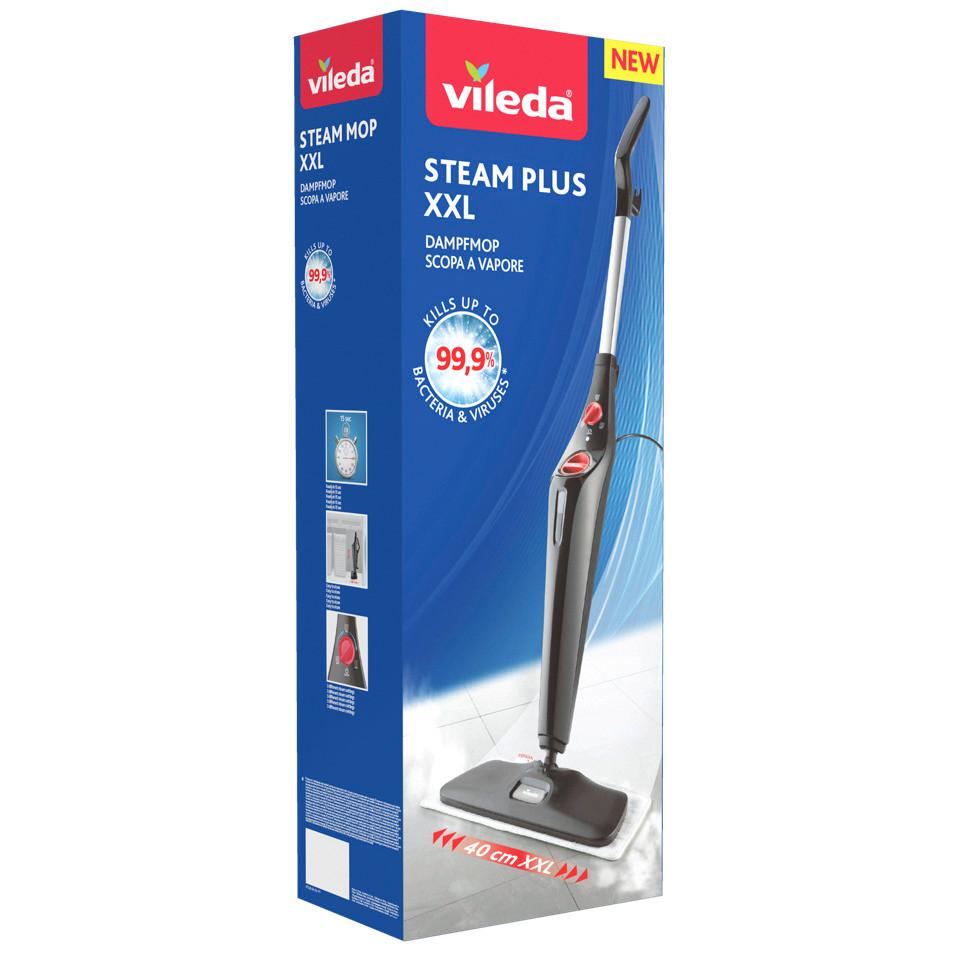 Bodenwischer Vileda-Steam Plus Xxl - Schwarz, Basics, Textil (25,6/14,7/68,7cm) - Vileda