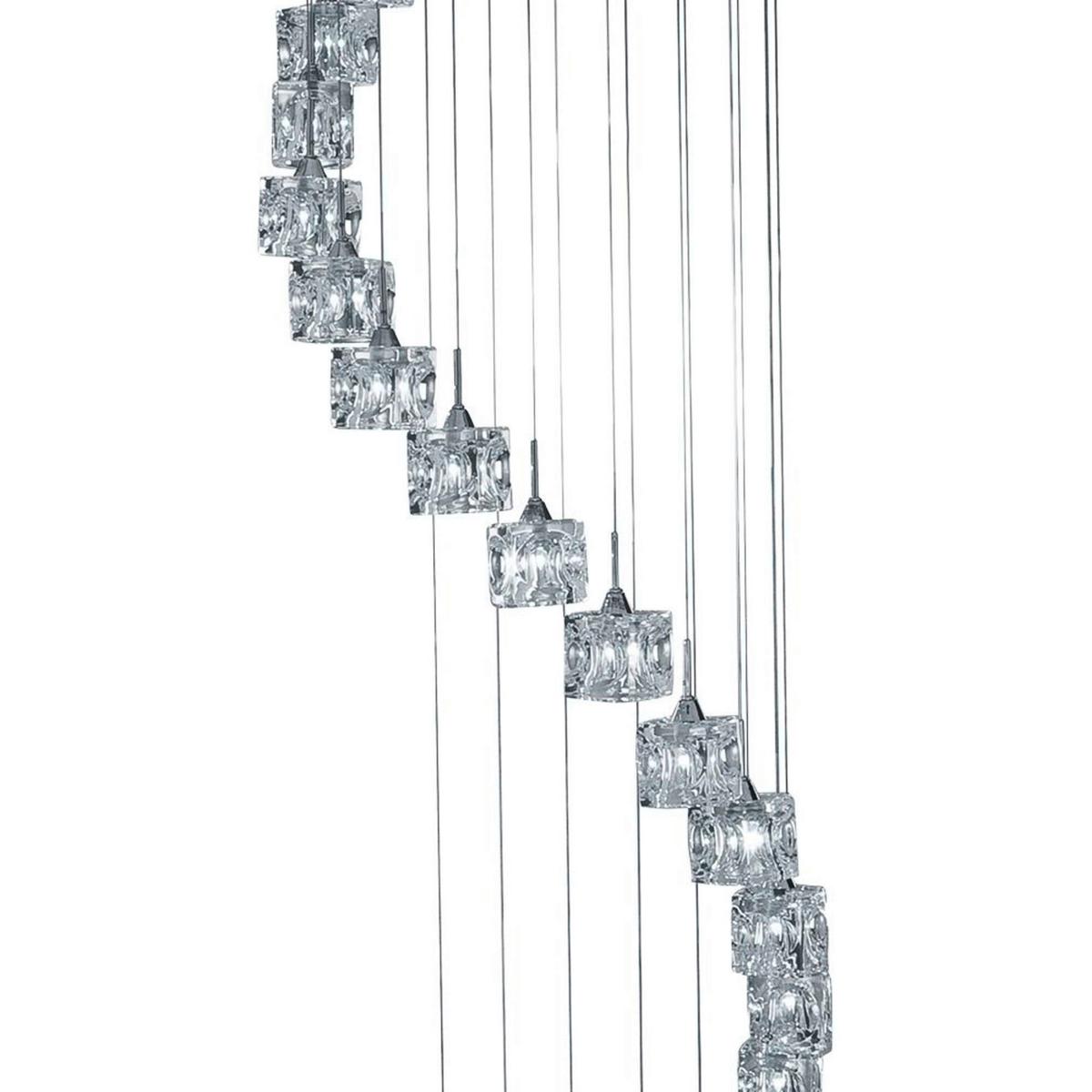 Led Függőlámpa Ice Cube 7820-20-Led - krómszínű, Design, üveg/fém (45/300cm)