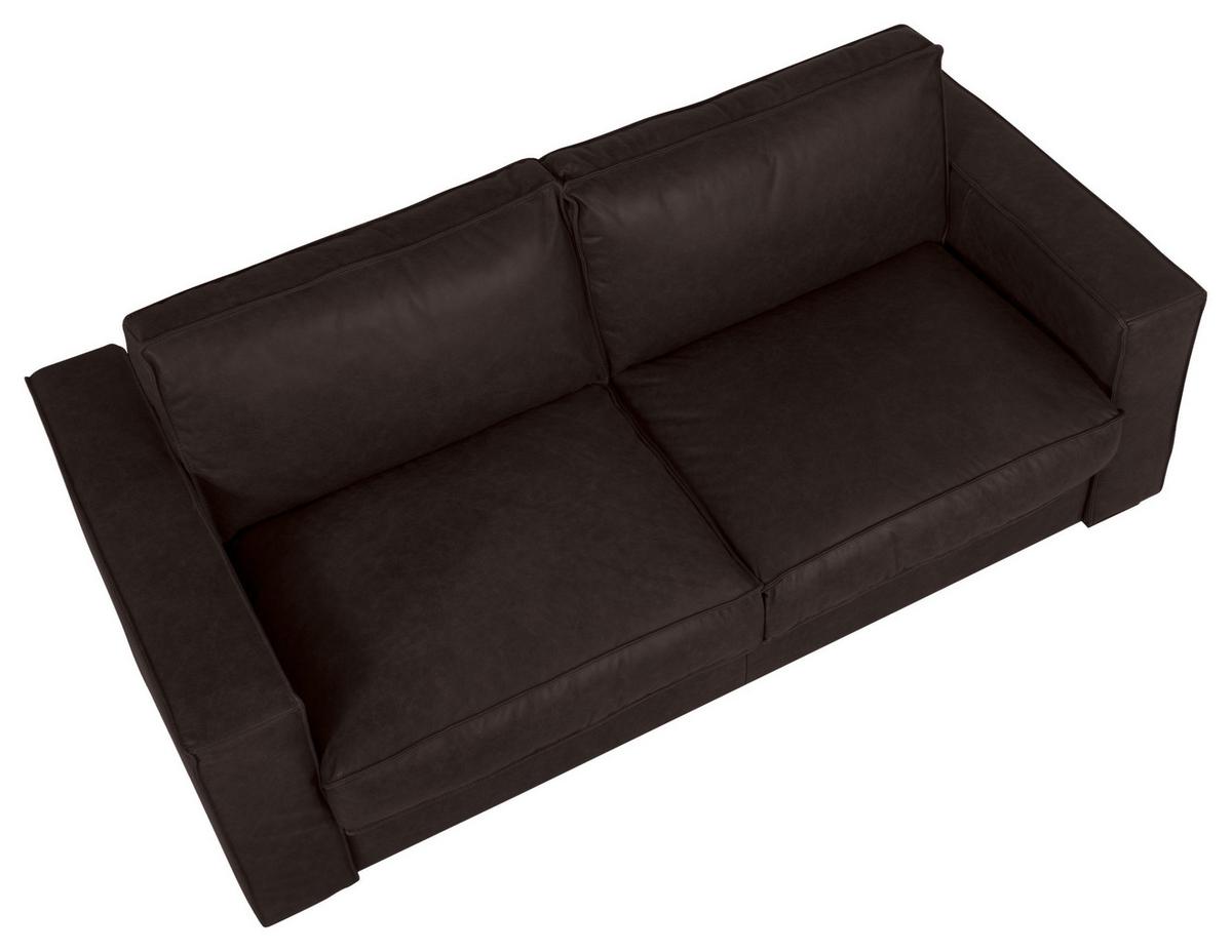Schlafsofa Texas Dunkelbraun Anilinleder, B: 203 Cm - Dunkelbraun, Design, Leder (203/85/99cm) - MID.YOU