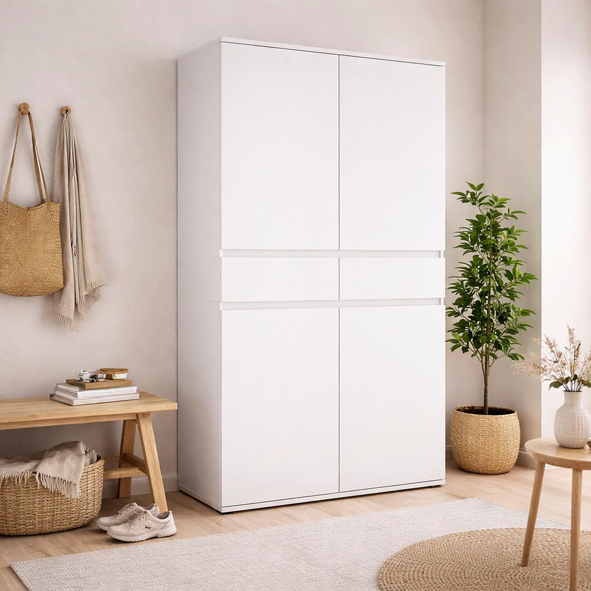 Viacúčelová skříň BIANCO - bílá, Moderní, kompozitní dřevo (100/200/37cm) - Mömax