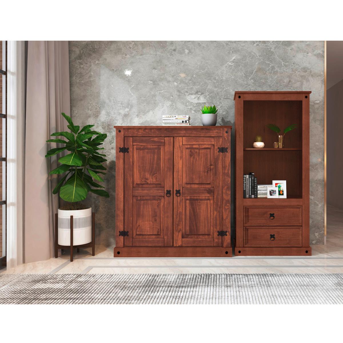 Highboard Mexico Naturfarben Schwarz - Naturfarben, Design, Holz (90/100/38cm) - MID.YOU