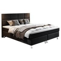 Boxspringbett mit Topper 180x200 Rotterdam Plus-F - Silberfarben/Schwarz, KONVENTIONELL, Textil (180/200cm) - MID.YOU
