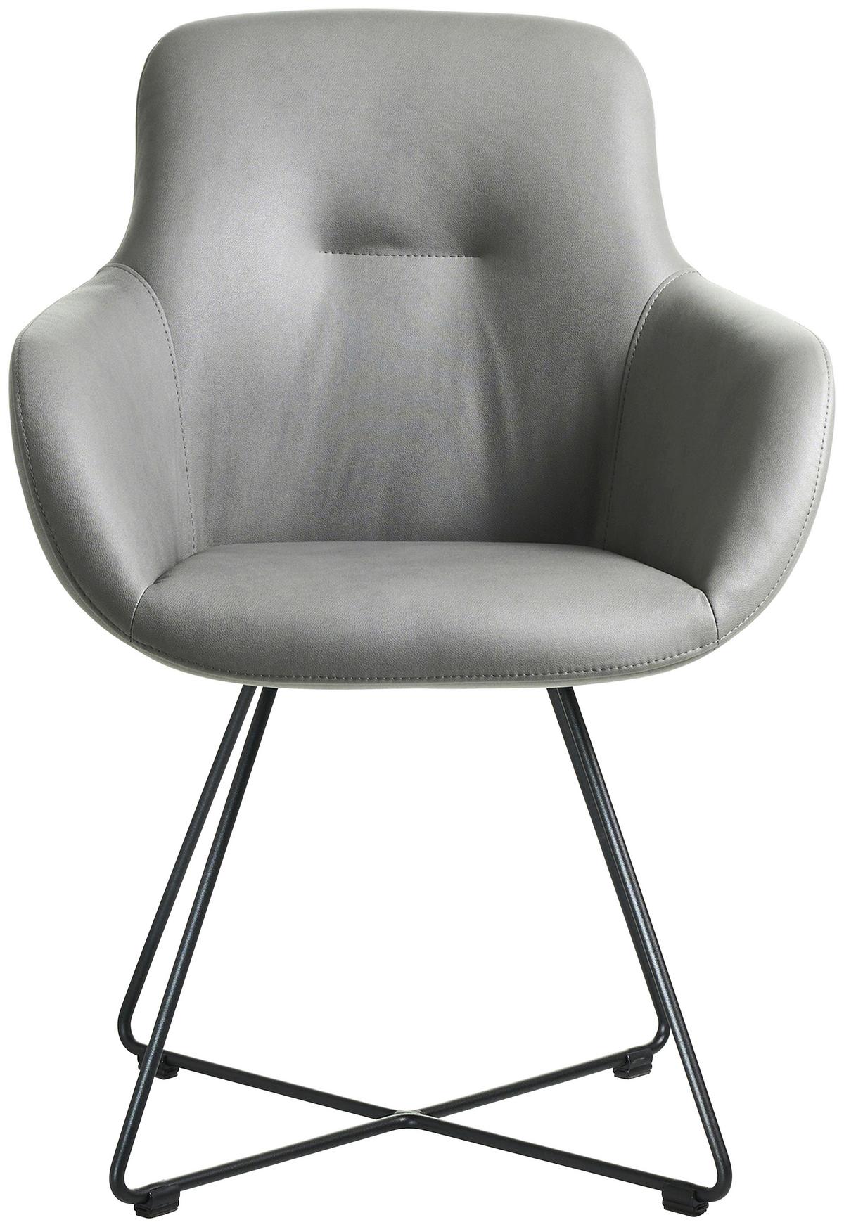 STOLIČKA S PODRÚČKAMI CROSS-CHA - čierna/svetlosivá, Basics, kov/textil (62/89/61cm) - Celina Home