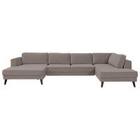 Wohnlandschaft Lumber Jack Taupe Velours - Taupe/Wengefarben, MODERN, Textil (169/348/201cm) - Trendmanufaktur