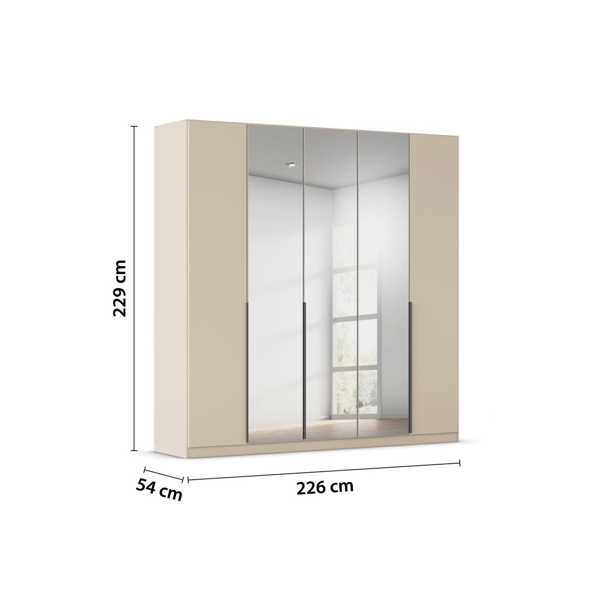Drehtürenschrank Mit Spiegel 226cm Alabama Super Champagner - Champagner/Transparent, MODERN, Holzwerkstoff (226/229/54cm)