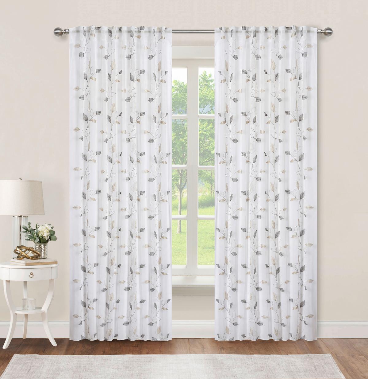 Fertigvorhang Valentina - Beige/Silberfarben, ROMANTIK / LANDHAUS, Textil (140/245cm) - James Wood