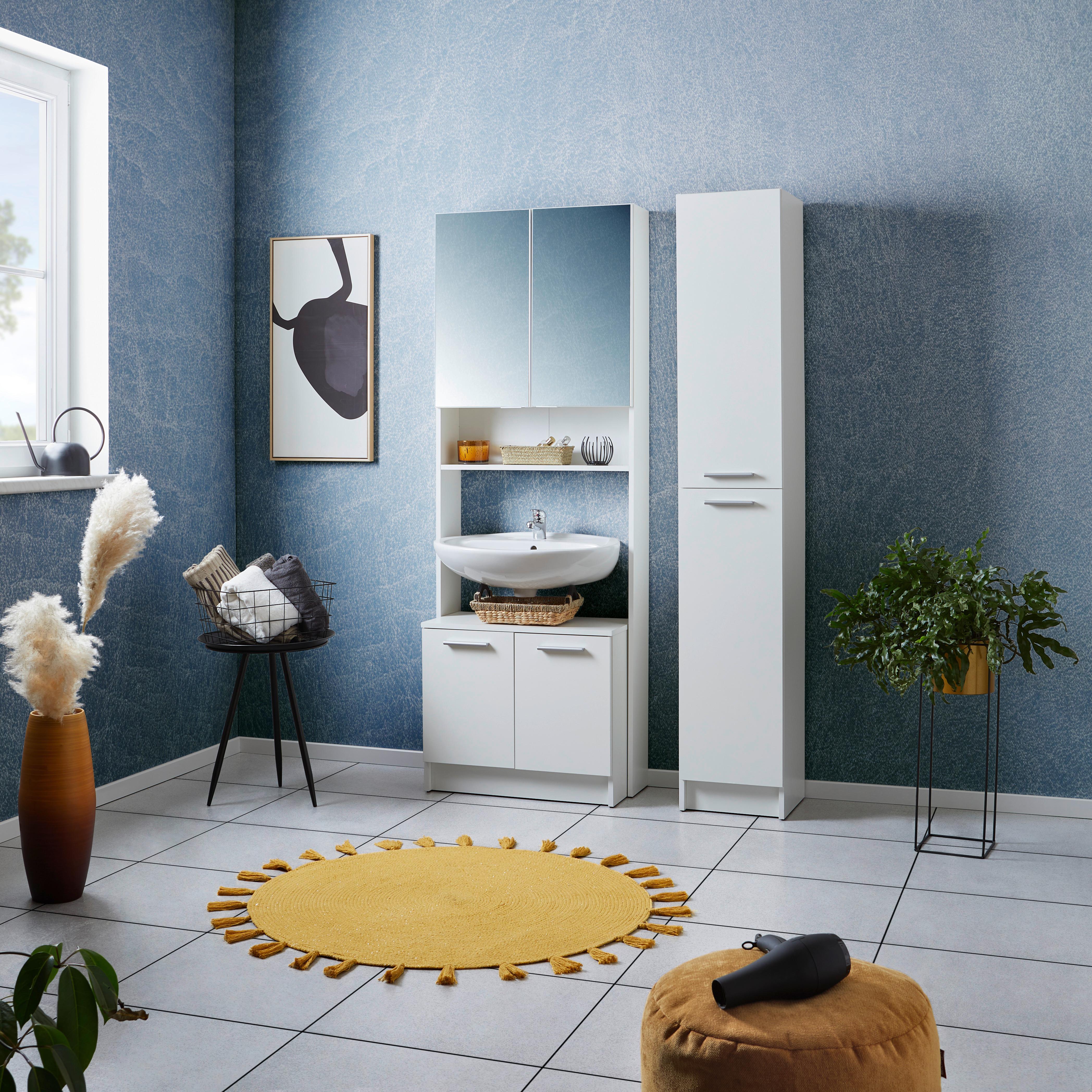 Badezimmer Verona Weiß Dekor B: 100,6 cm - Weiß, KONVENTIONELL, Glas/Holzwerkstoff (100,6/189/32,5cm)