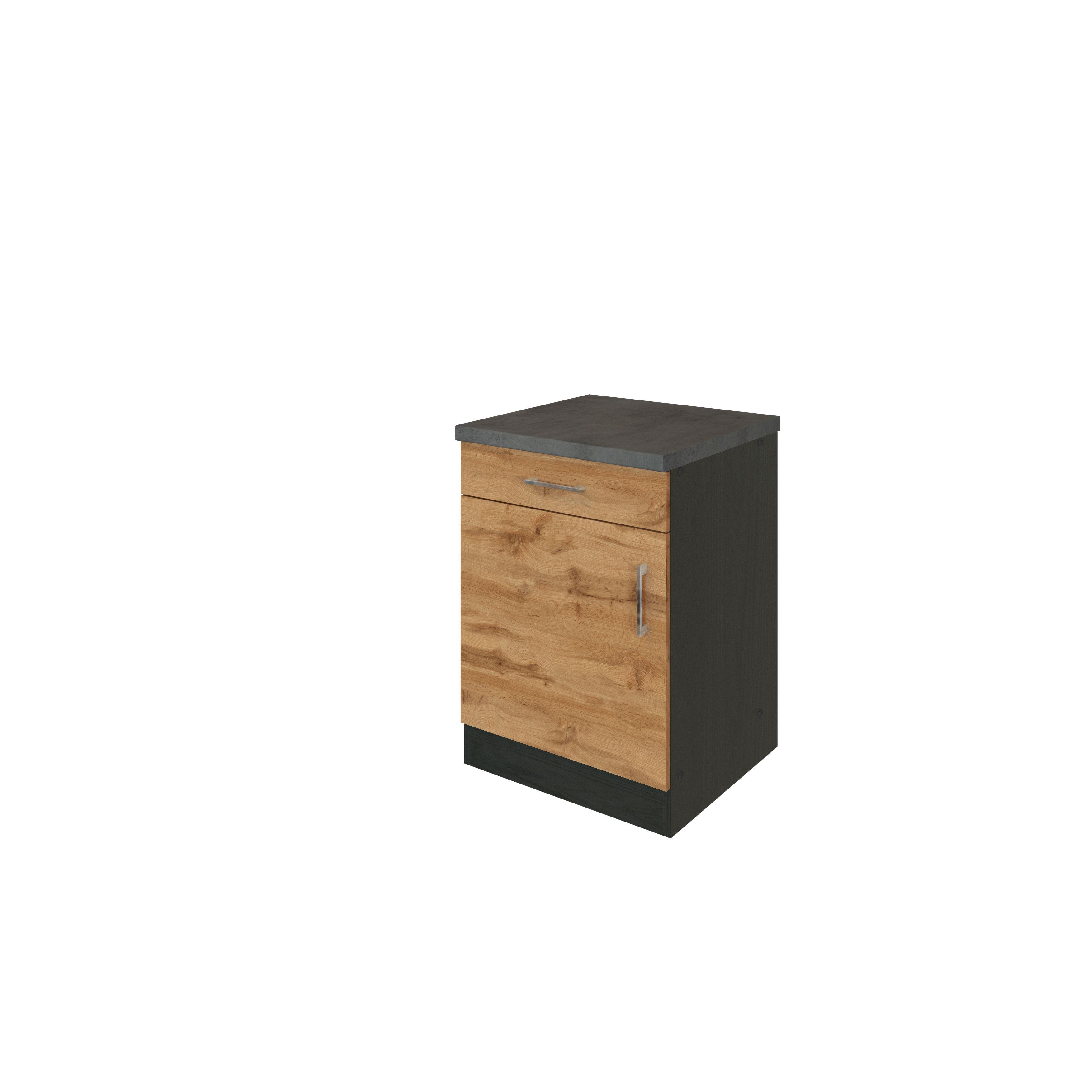 Küchenunterschrank Chic B: 50 cm Eichefarben mit Lade - Anthrazit/Eiche Wotan, MODERN, Holzwerkstoff (50/85/60cm) - Held