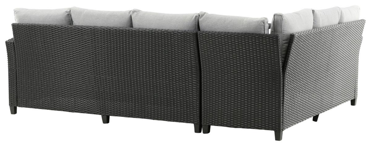 Loungegarnitur 2-tlg Bentwood Kunststoff Mit Kissen - Schwarz, KONVENTIONELL, Kunststoff (173/227cm) - Gardenson