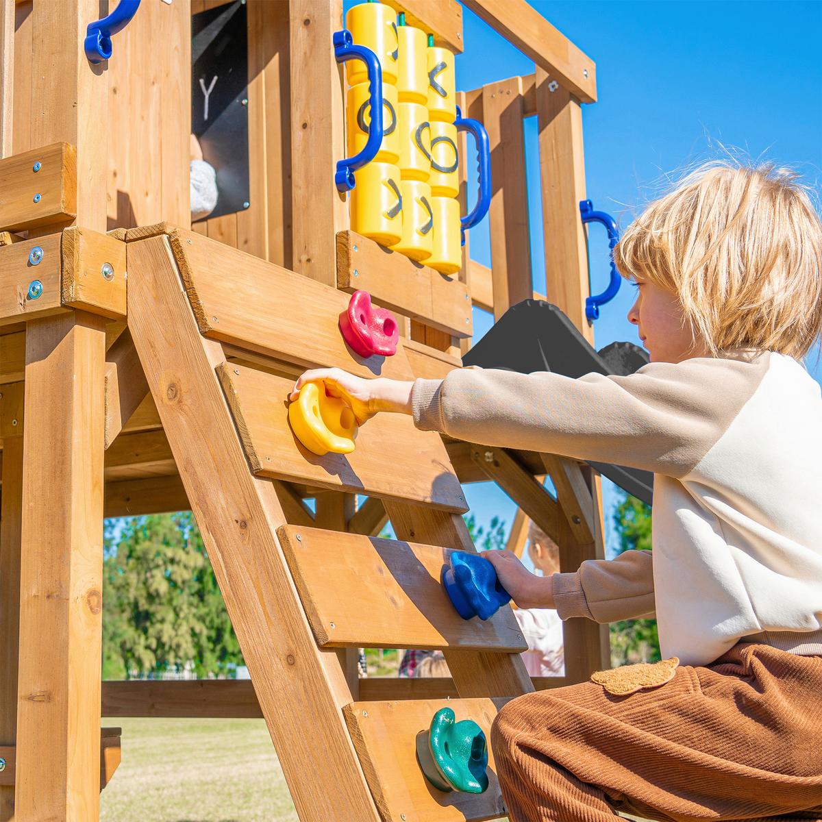 Spielturm mit Rutsche Grau - Anthrazit/Braun, Basics, Holz/Kunststoff (435/410/305cm) - Ambia Garden