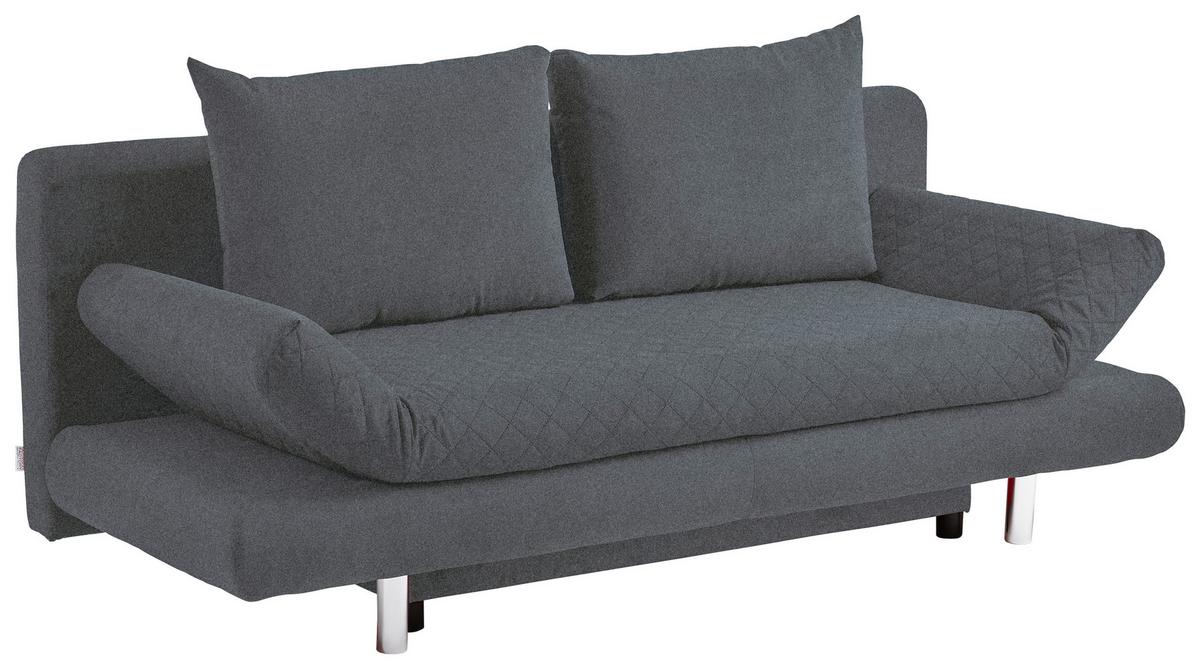 2-Sitzer-Sofa Mit Schlaffunktion Sorini B:194 cm - Chromfarben/Dunkelgrau, Design, Textil (194/73/91cm) - Livetastic