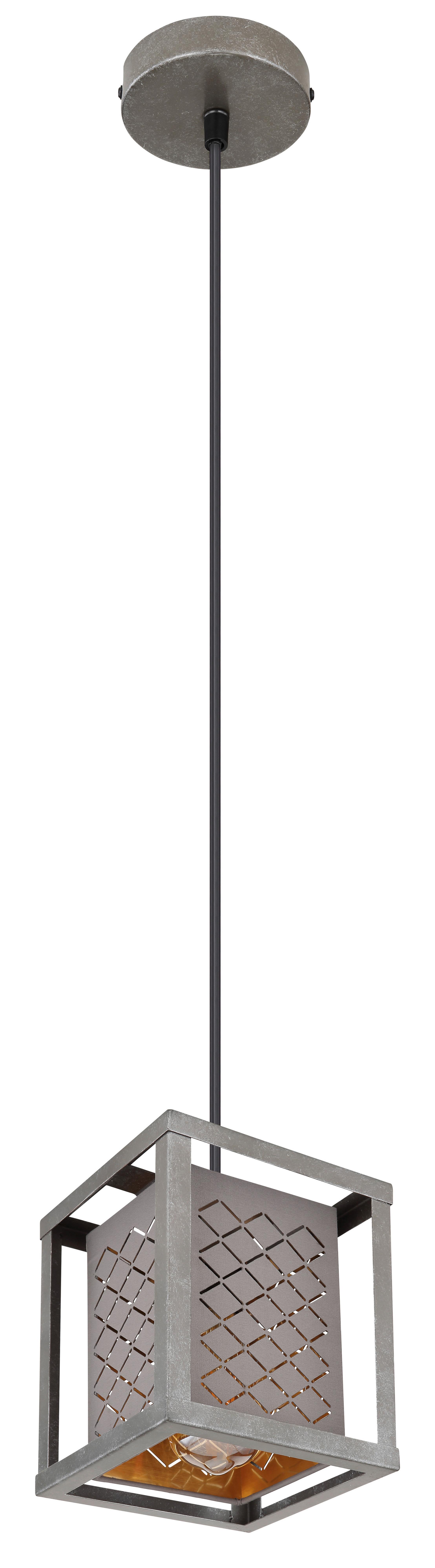 Hängeleuchte Thomas H: 120 Cm 1-Flammig Silber/goldfarben - Silberfarben/Goldfarben, Design, Textil/Metall (17/17/120cm) - Globo