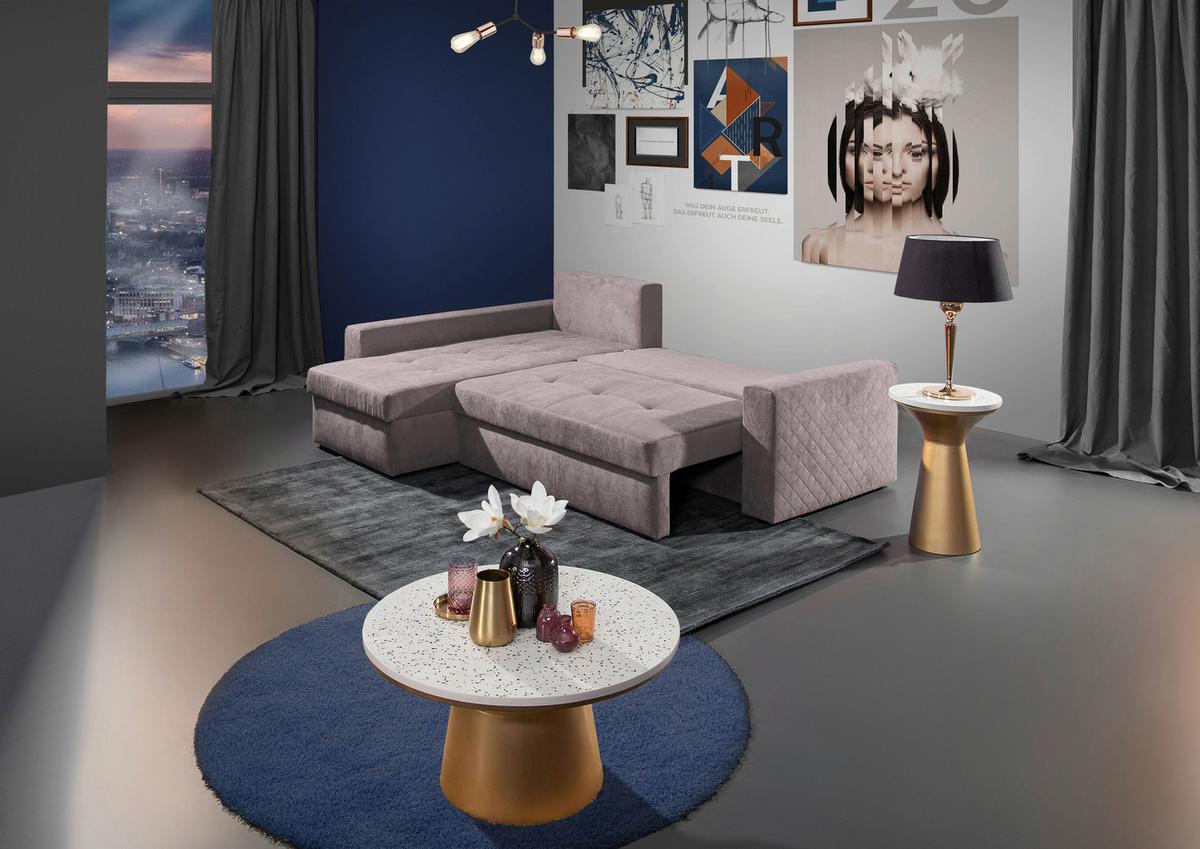 Ecksofa Barkley - Rot/Hellgrau, KONVENTIONELL, Textil (176/243cm) - MID.YOU