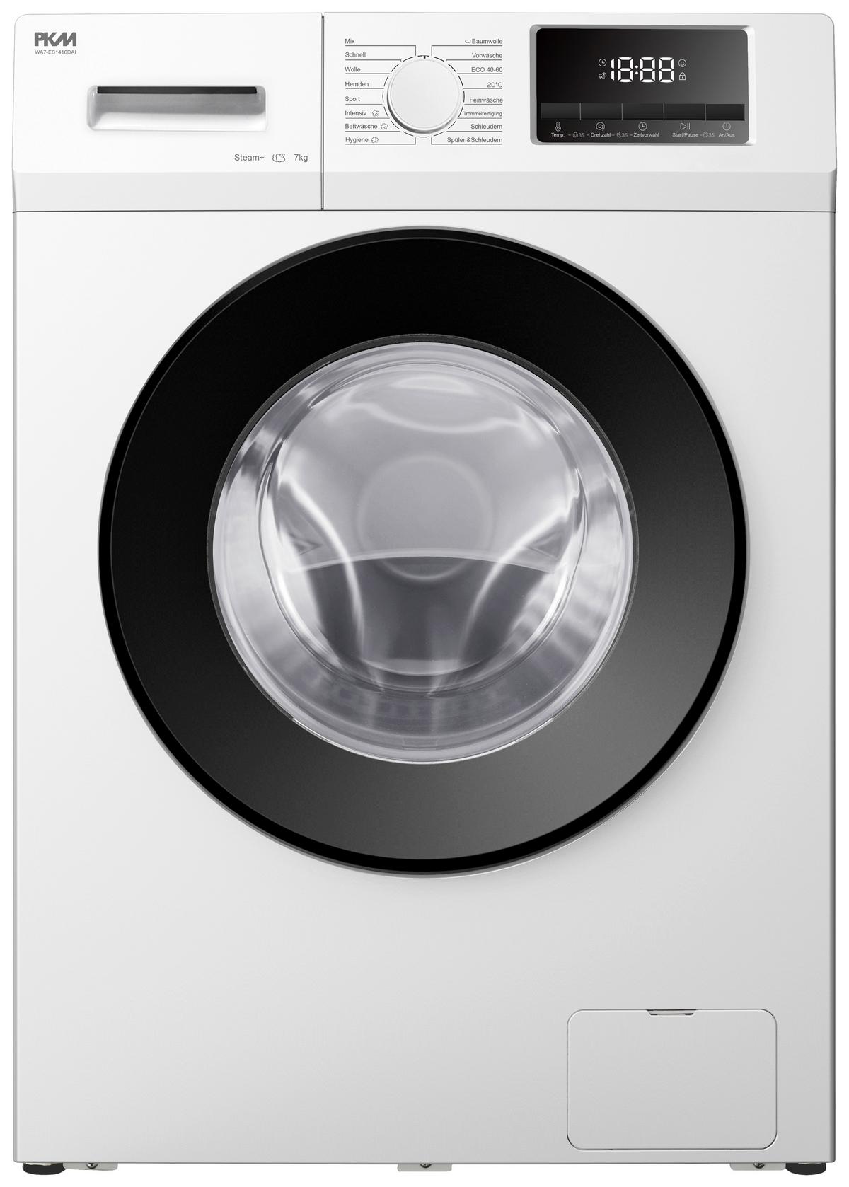 Waschmaschine Wa7-Es1416dai 7 Kg 1400 U/Min LED-Anzeigen - Weiß, Trend, Glas/Kunststoff (59,5/85/49,5cm) - PKM