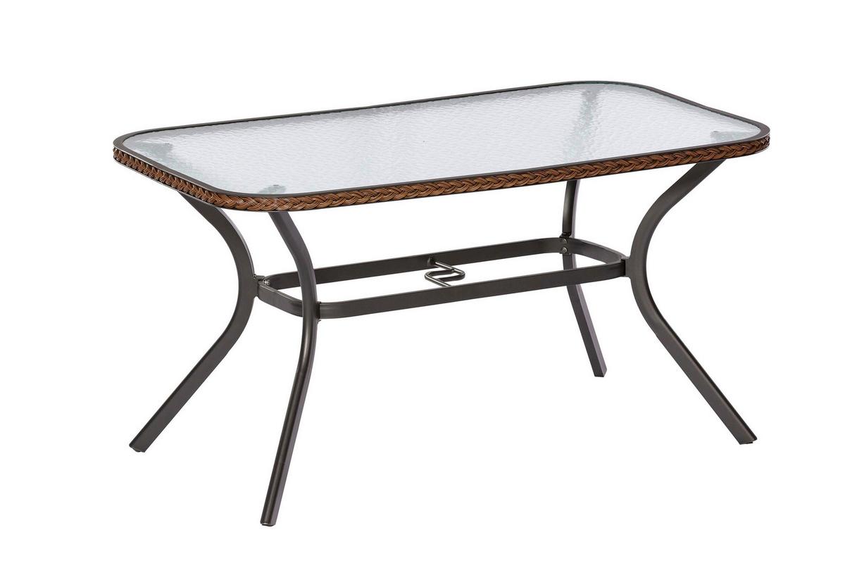 Gartentischgruppe Ravenna 5tlg. Set Inkl. Sitzkissen - Dunkelbraun/Graphitfarben, KONVENTIONELL, Glas/Kunststoff - Gardenson