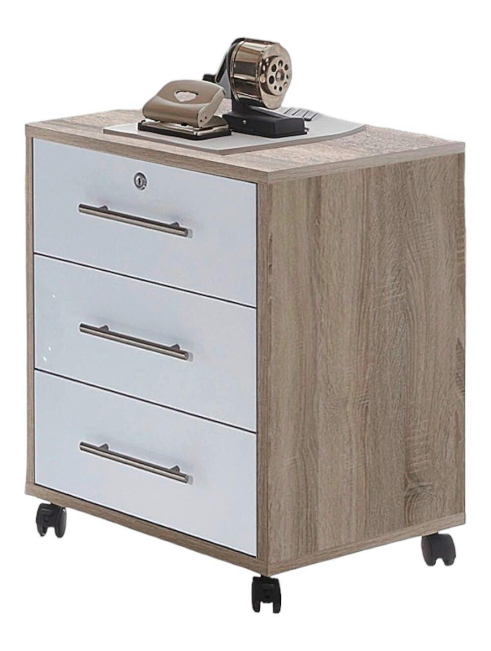 Rollcontainer Office Edition Eiche Dekor/Weiß B: 44 cm