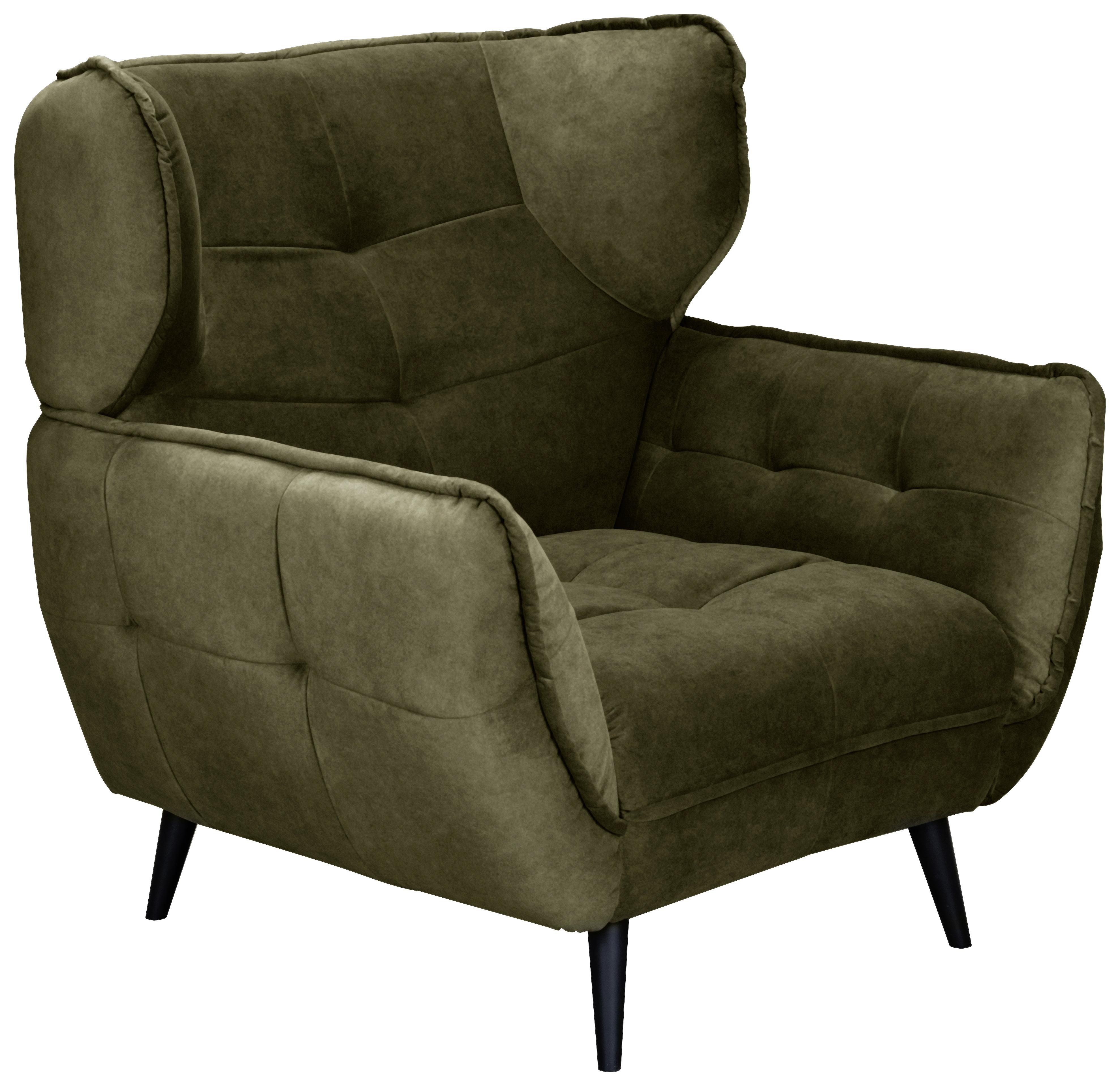 Křeslo Ariana - olivově zelená, Moderní, textil (80/105/98cm)