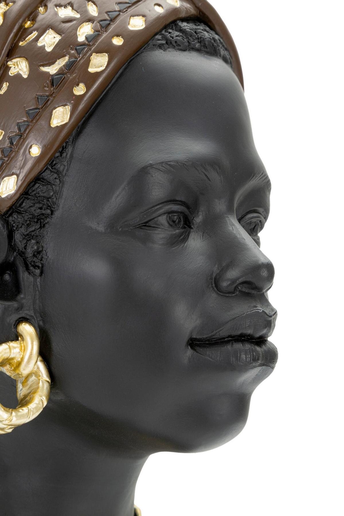 Skulptur Massai Woman Schwarz, Goldfarben, B: 19 cm - Goldfarben/Schwarz, Basics, Kunststoff (19/30/18.5cm)