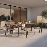 Gartentisch Ausziehtisch 150 (200) X 90 cm - Graphitfarben/Naturfarben, MODERN, Holzwerkstoff/Metall (150/90/76,5cm) - Gardenson