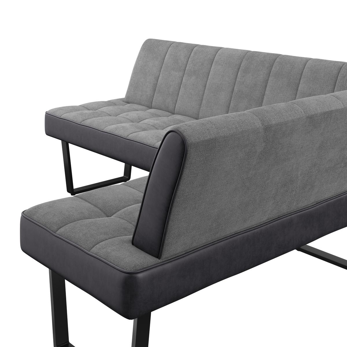 Eckbank Pag - Hellgrau/Schwarz, KONVENTIONELL, Textil/Metall (200/160cm) - MID.YOU