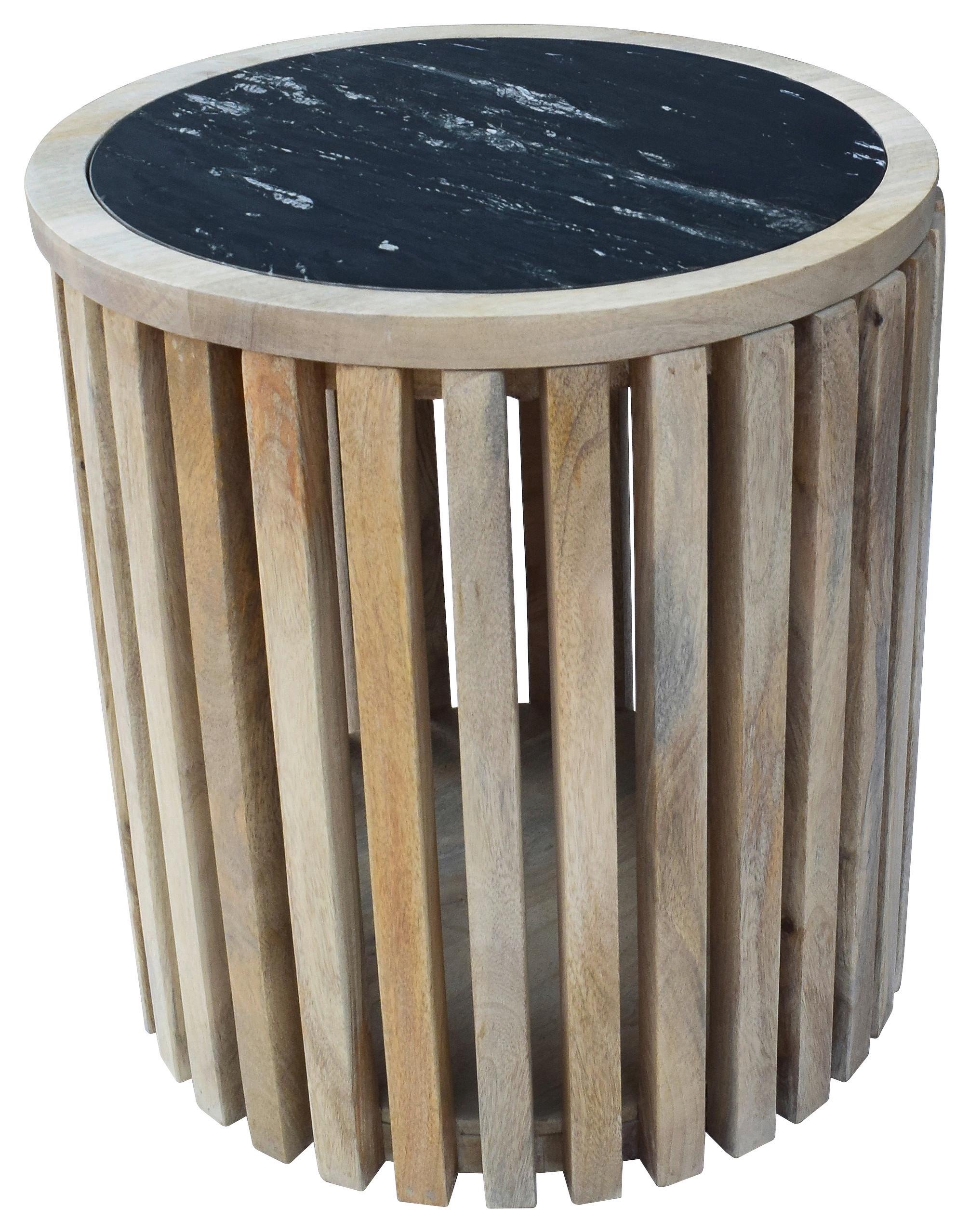 Konferenčný stolík SWAY - čierna/prírodná farba, Modern, kov/drevo (45/50/45cm) - Premium Living