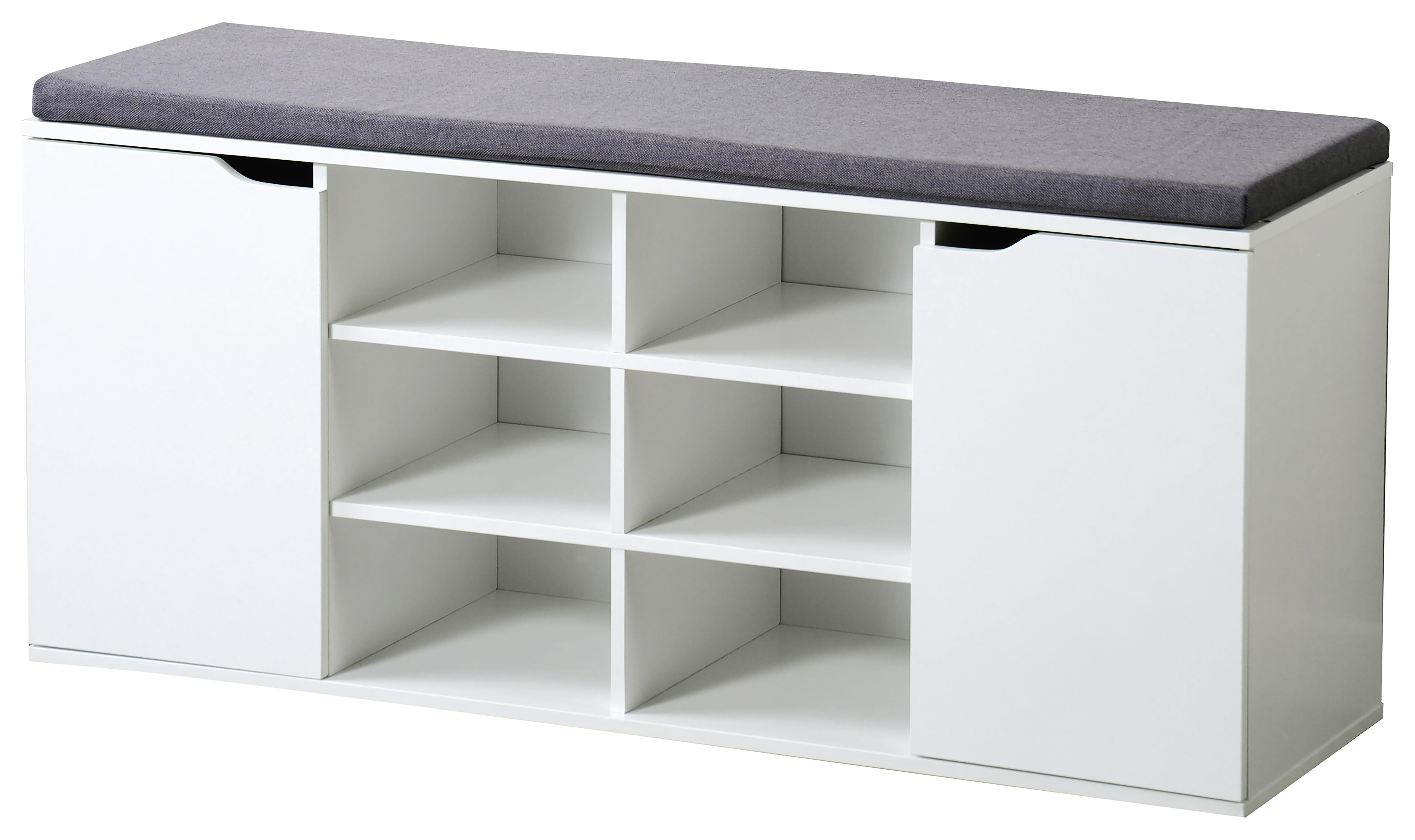 Schuhschrank Weiß/Grau Mit Sitzkissen B: 103 cm - Weiß, Basics, Holzwerkstoff (103/48/30,50cm) - Kesper