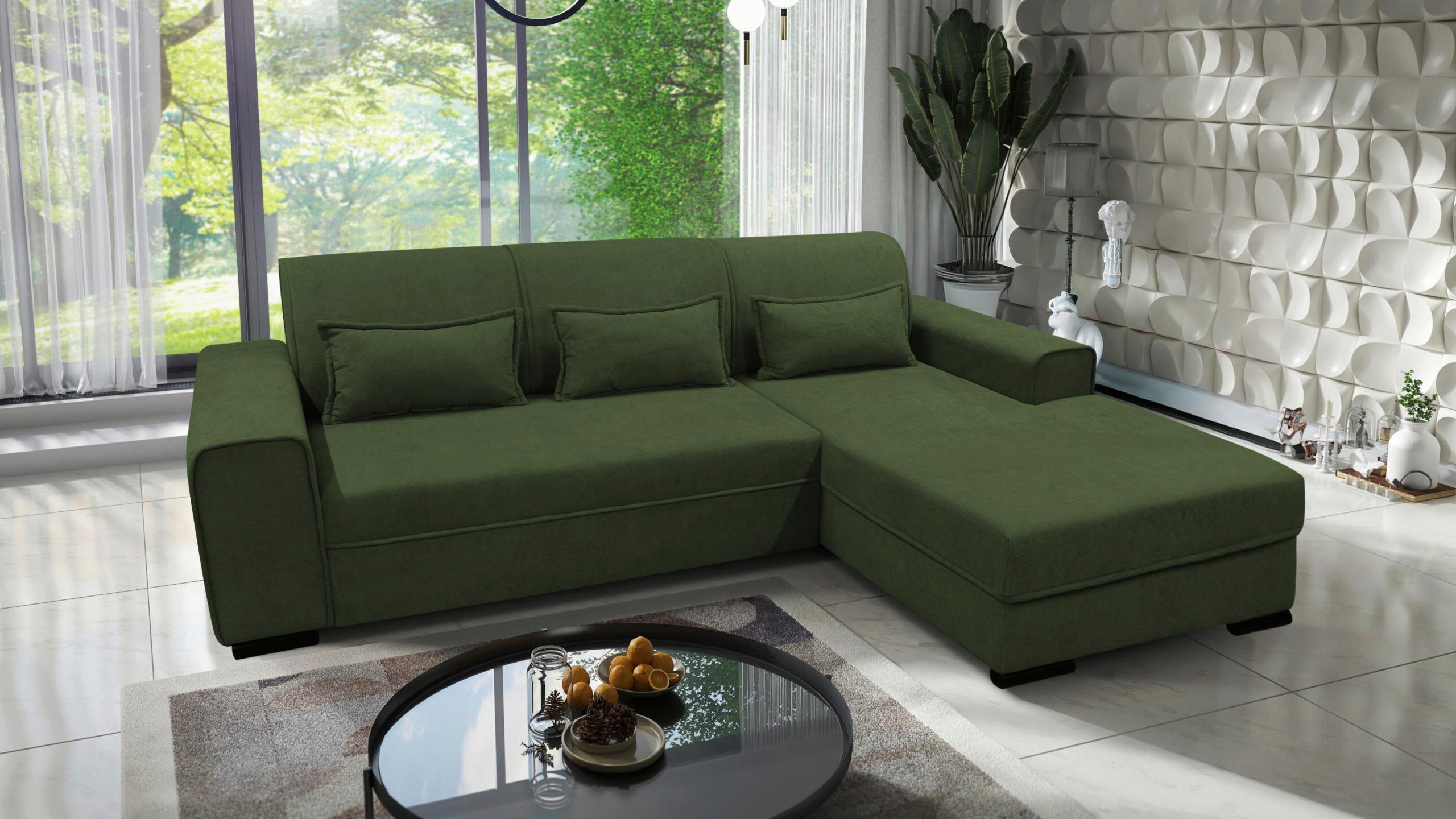 Ecksofa Classic Grün 270x175 cm - Schwarz/Grün, Design, Textil (270/175cm) - MID.YOU