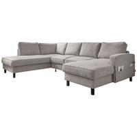 Wohnlandschaft Molly Grau/Weiß B: 298 cm - Grauweiß/Schwarz, Textil (198/298/148cm) - MID.YOU