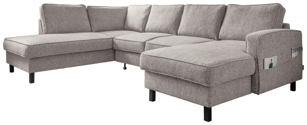 Wohnlandschaft Molly Grau/Weiß B: 298 cm - Grauweiß/Schwarz, Textil (198/298/148cm) - MID.YOU