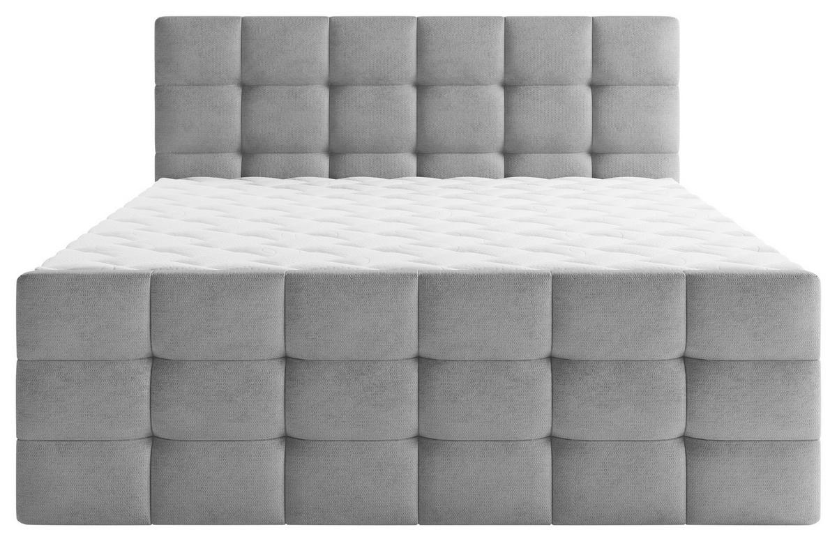 Polsterbett Mit Matratze 180x200 Memphis Grau - Schwarz/Grau, KONVENTIONELL, Holzwerkstoff/Textil (180/200cm)