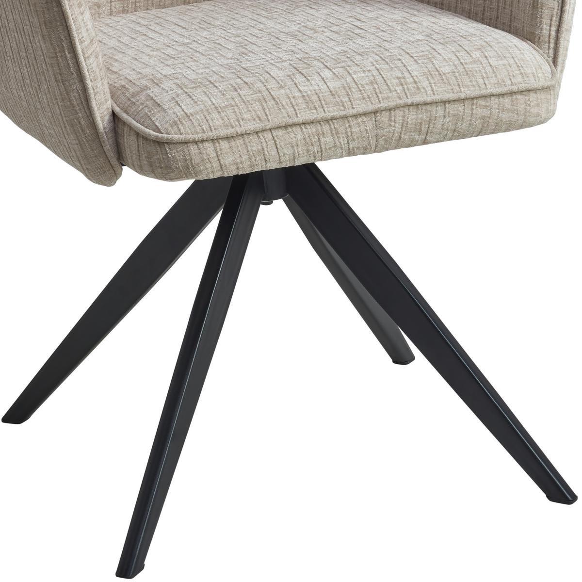 Armlehnstuhl Xilo Schwarz/beige Gepolstert - Beige/Schwarz, LIFESTYLE, Holz/Textil (60/89/63cm) - MID.YOU