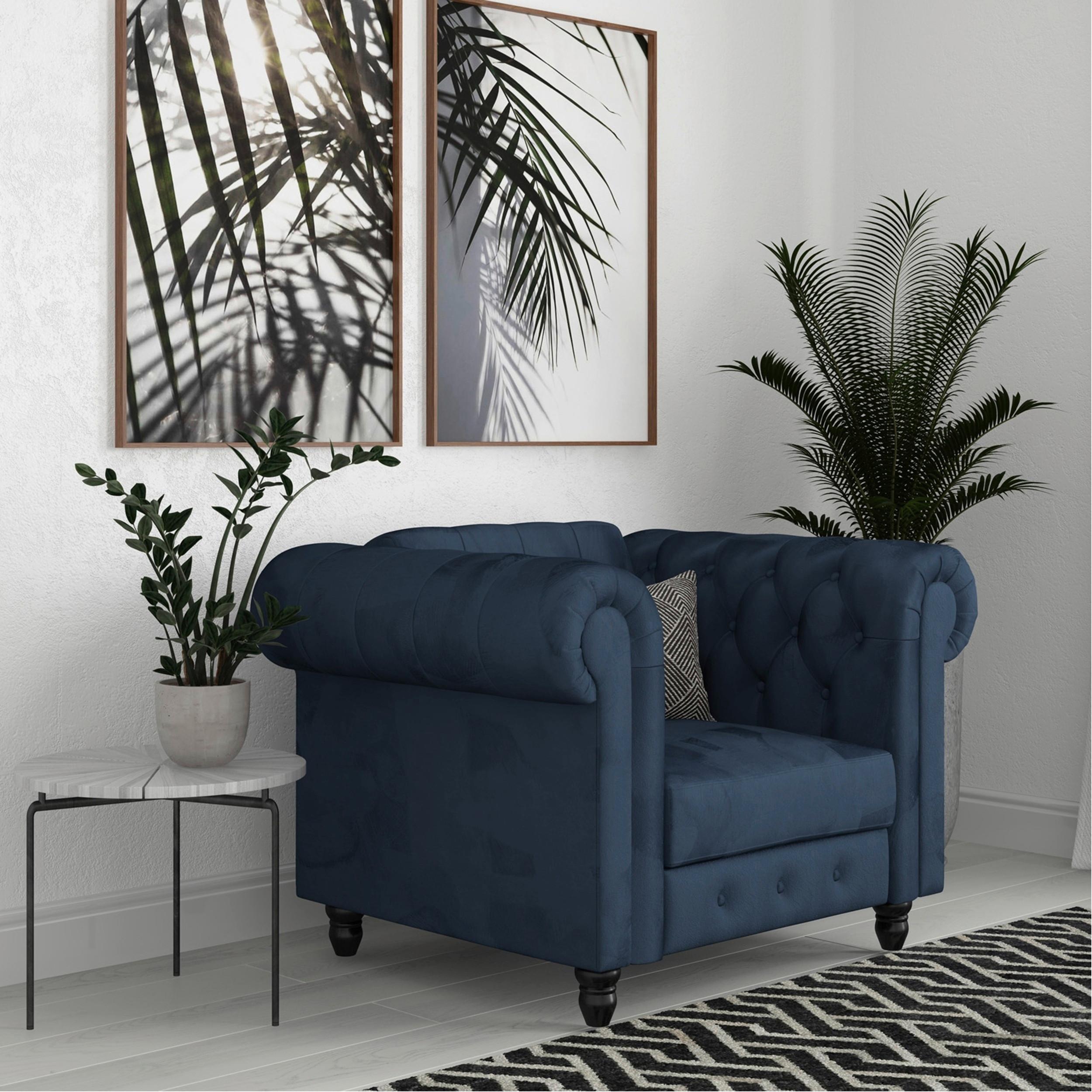 Sessel Firenze Blau, Relaxfunktion - Blau/Schwarz, Basics, Textil (111/83cm) - Livetastic