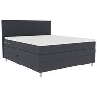 Boxspringbett Messina - Chromfarben/Anthrazit, KONVENTIONELL, Textil (160/200cm)