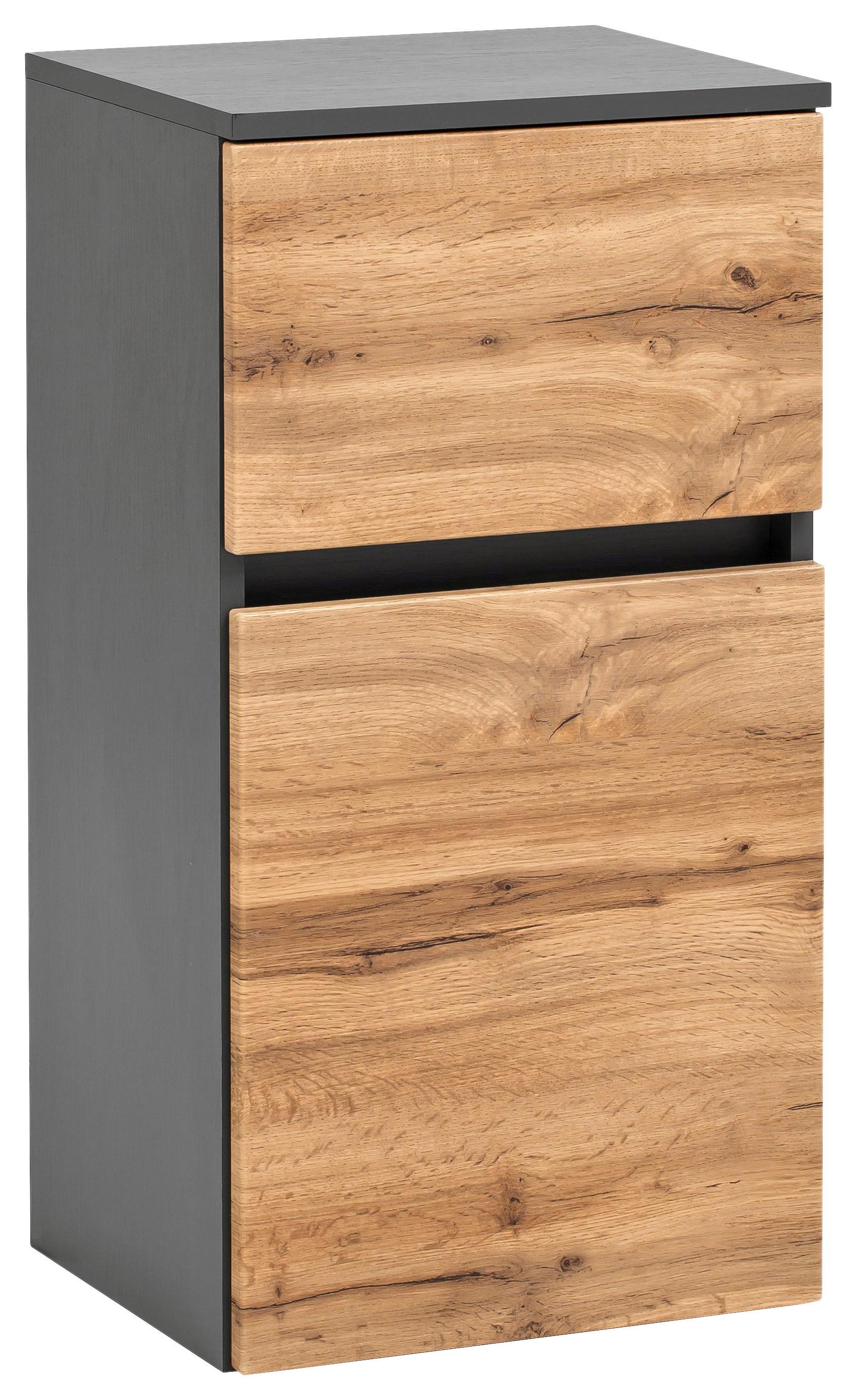 Badezimmer Unterschrank Kopenhagen BxH 40x79 cm - Eichefarben/Silberfarben, KONVENTIONELL, Holzwerkstoff (40/79/35cm) - Held