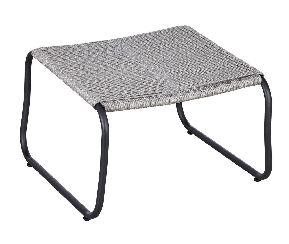 Gartensessel Stahl/textil Fußhocker - Dunkelgrau/Schwarz, MODERN, Textil/Metall (64-55/80/75cm) - Beldano