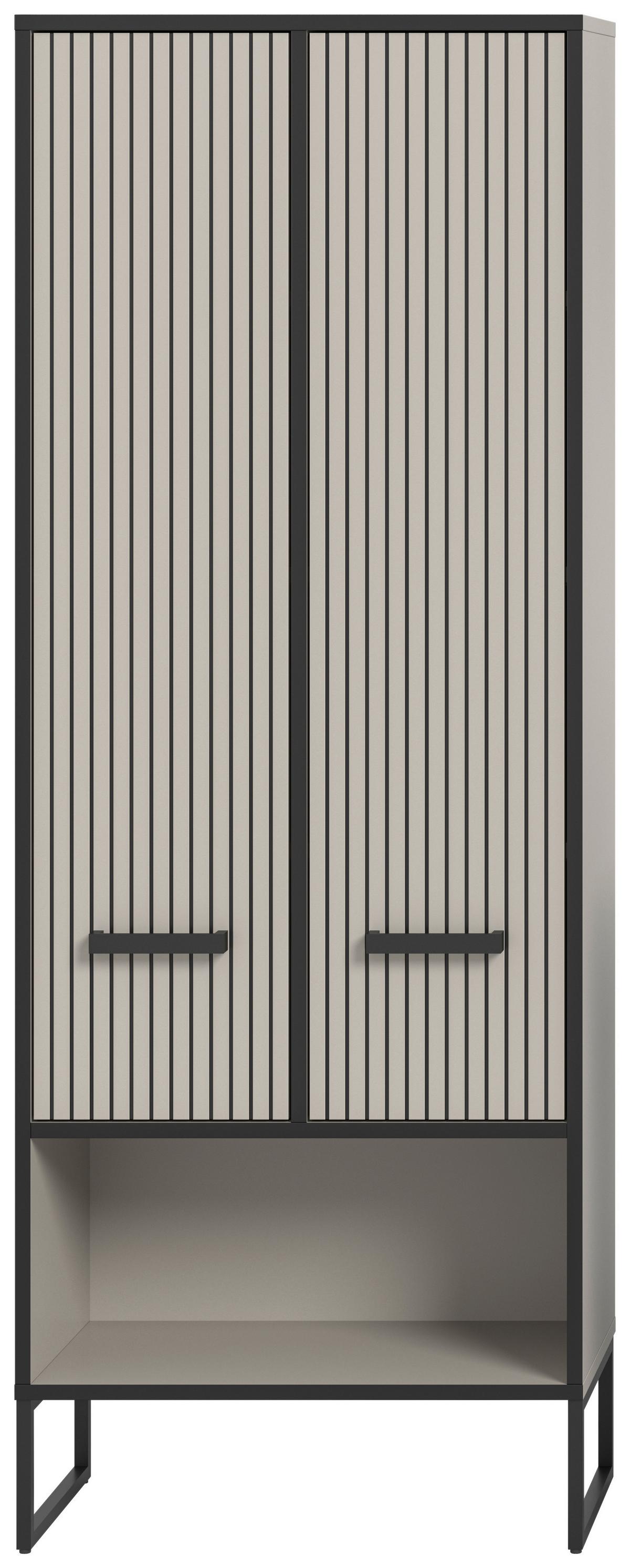 Hochschrank Bagno Kaschmir B: 59 Cm - Kaschmir/Schwarz, MODERN, Holzwerkstoff (59/159/32cm) - MID.YOU