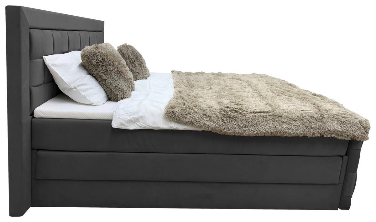 Boxspringbett Grenada Schwarz Lf: 180x200 cm - Schwarz, MODERN, Textil (180/200cm) - Livetastic