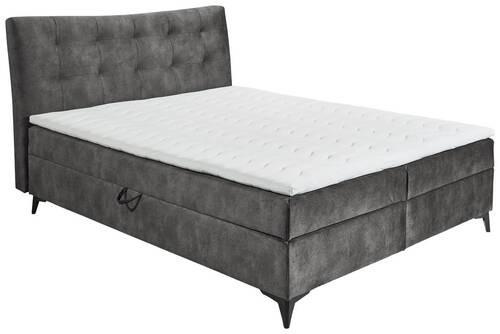 Boxbett Mit Topper+bettkasten 180x200 Cm Melrose - Anthrazit/Schwarz, MODERN, Holzwerkstoff/Textil (180/200cm) - MID.YOU