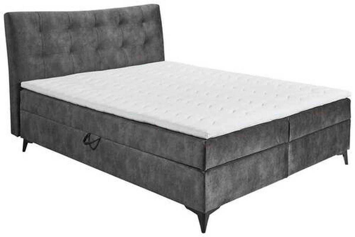 Boxbett Mit Topper+bettkasten 180x200 Cm Melrose - Anthrazit/Schwarz, MODERN, Holzwerkstoff/Textil (180/200cm) - MID.YOU