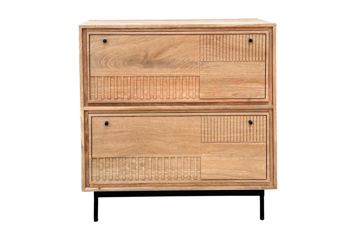 SCHUHSCHRANK Naturfarben/Schwarz B: 85cm - Schwarz/Naturfarben, Design, Holz/Metall (85/90/40cm) - MID.YOU