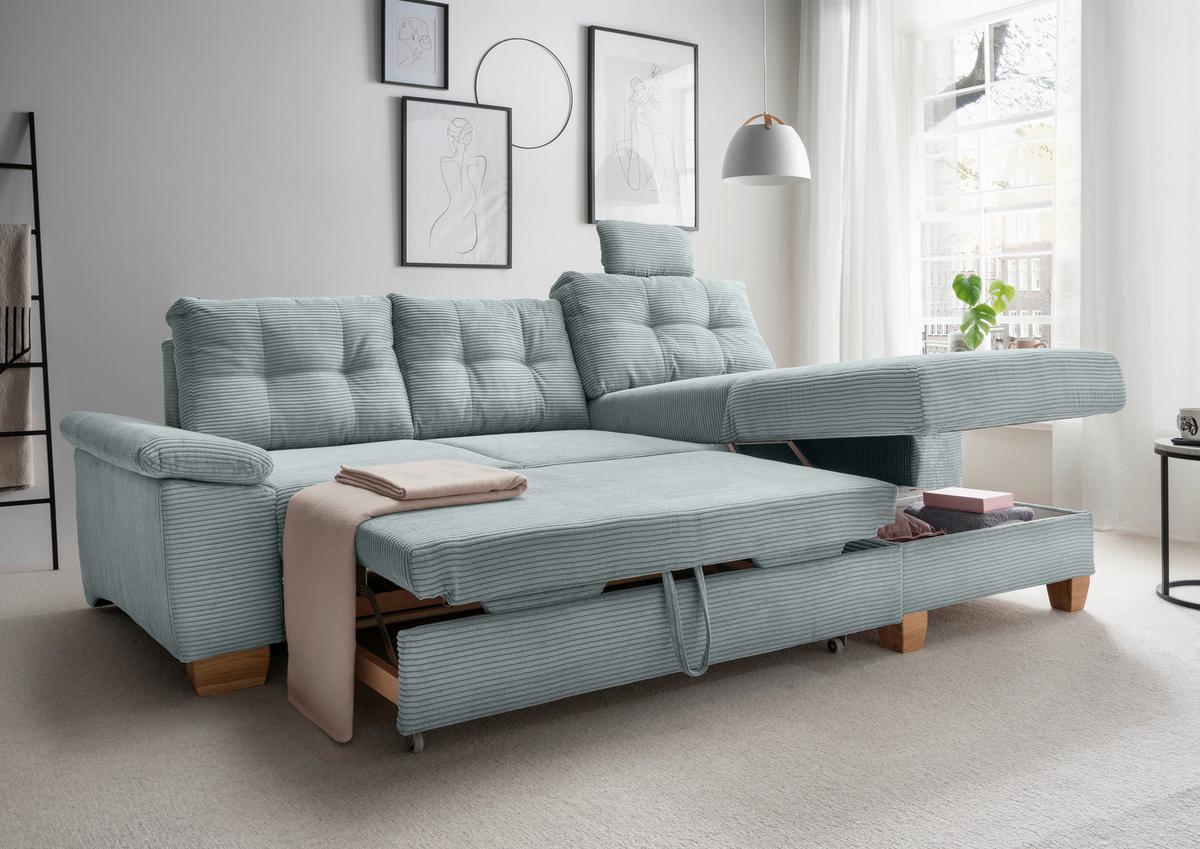 Ecksofa Brizzini Hellblau S: 270x176 Cm - Naturfarben/Hellblau, MODERN, Textil (270/176cm) - Livetastic