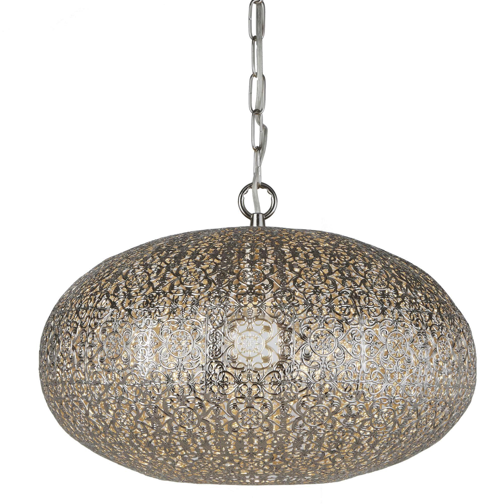 Hängeleuchte 2672ss Fretwork - Nickelfarben, Design, Metall (39/80cm)