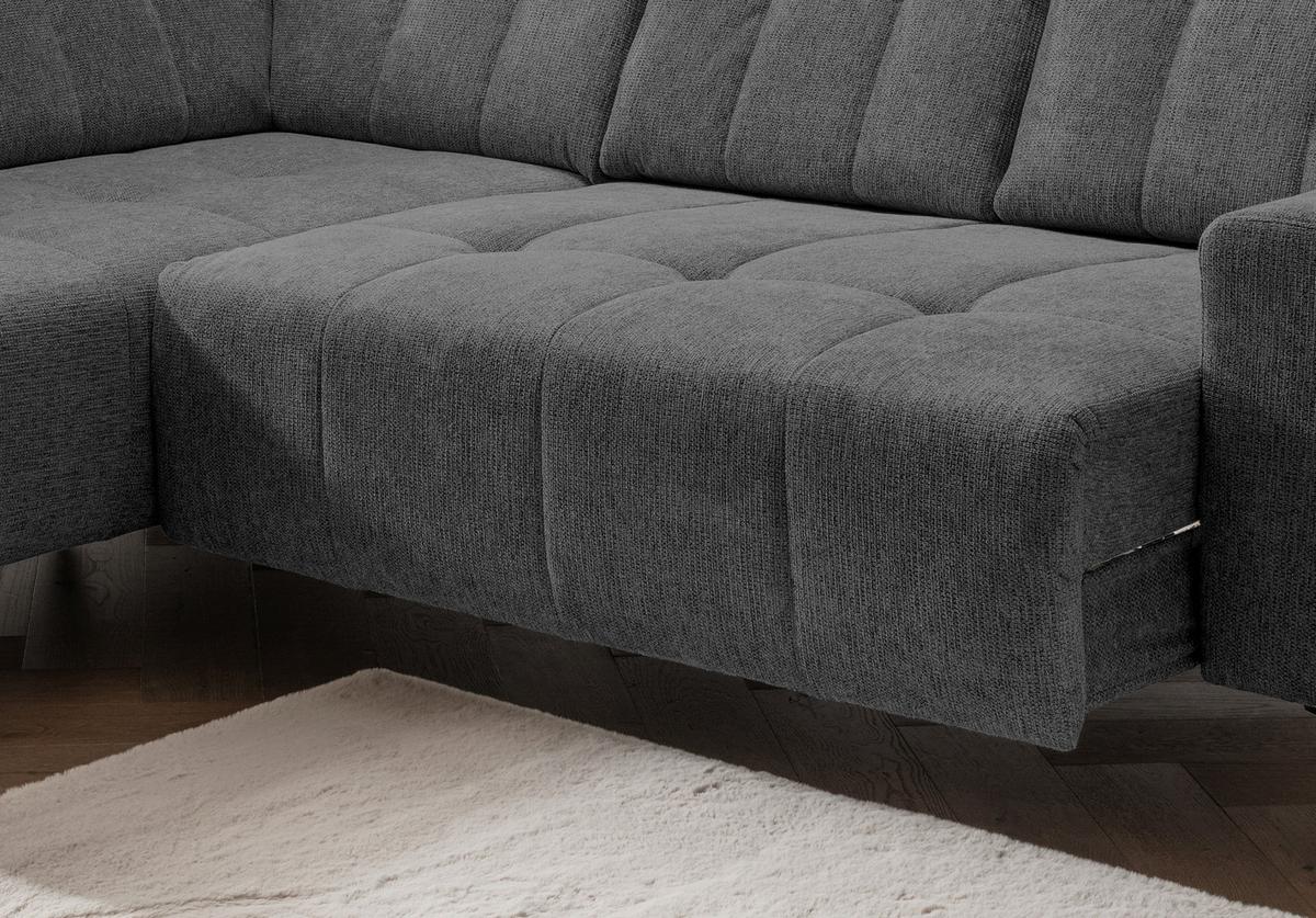 Ecksofa mit USB Anschluss Sano, Anthrazit, S: 200x261 cm - Anthrazit/Schwarz, MODERN, Textil (200/261cm) - Livetastic