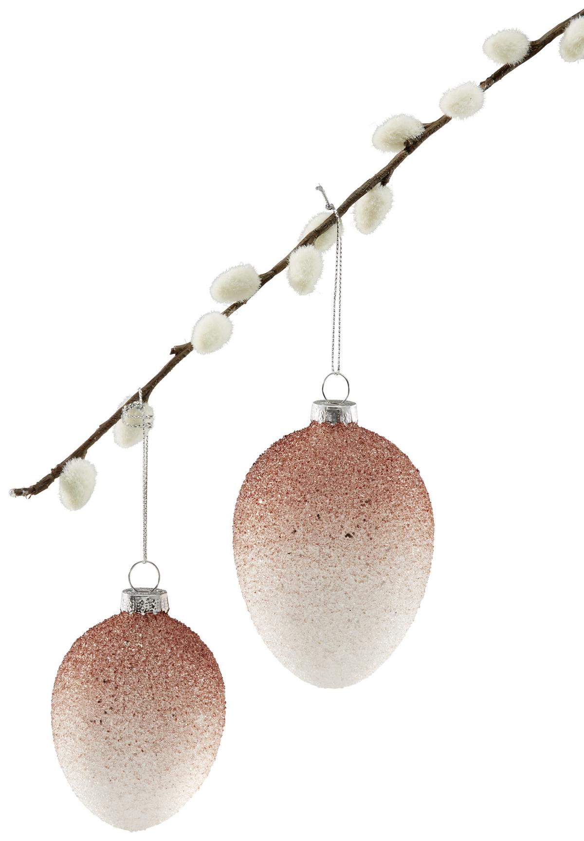 Dekoei aus Glas Alina DxH: ca. 7x10 cm - Pink/Silberfarben, Basics, Glas/Metall (7/10cm) - Luca Bessoni