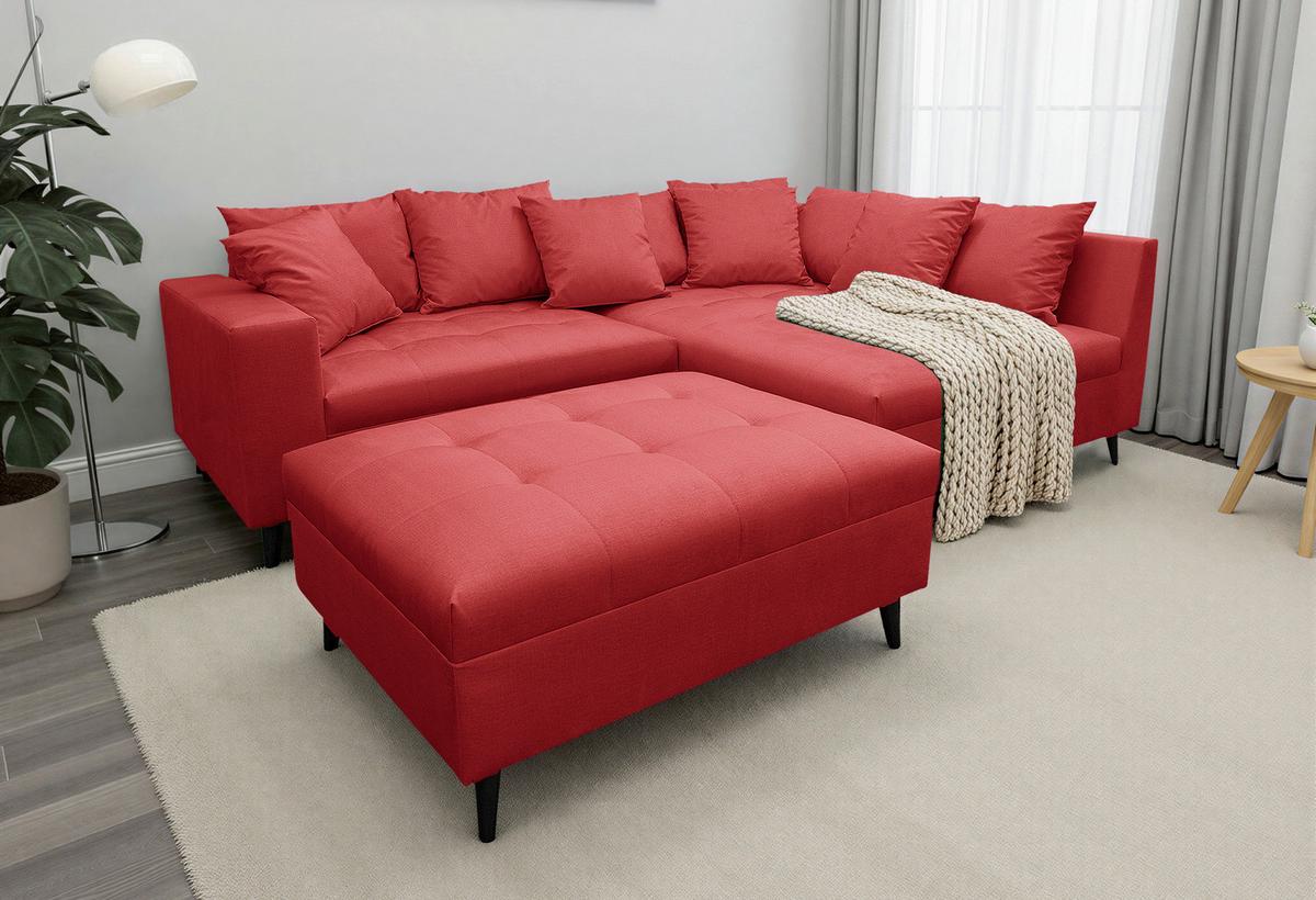 Ecksofa Pruno, Rot S: 247x174 Cm - Rot/Schwarz, Design, Textil (247/174cm) - MID.YOU