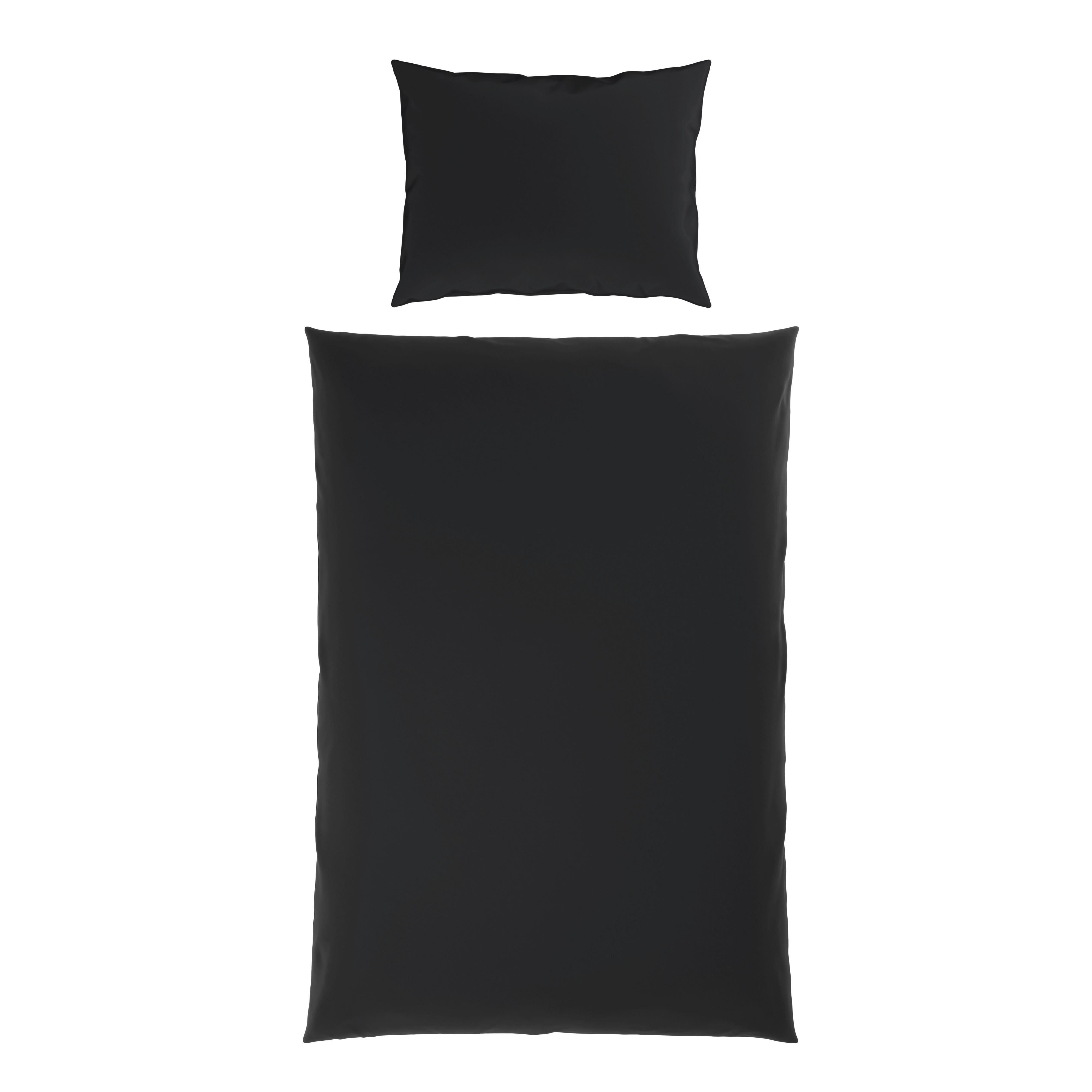 Bettwäsche 140x200 Cm Lydia Satin, Schwarz - Schwarz, MODERN, Textil - Luca Bessoni