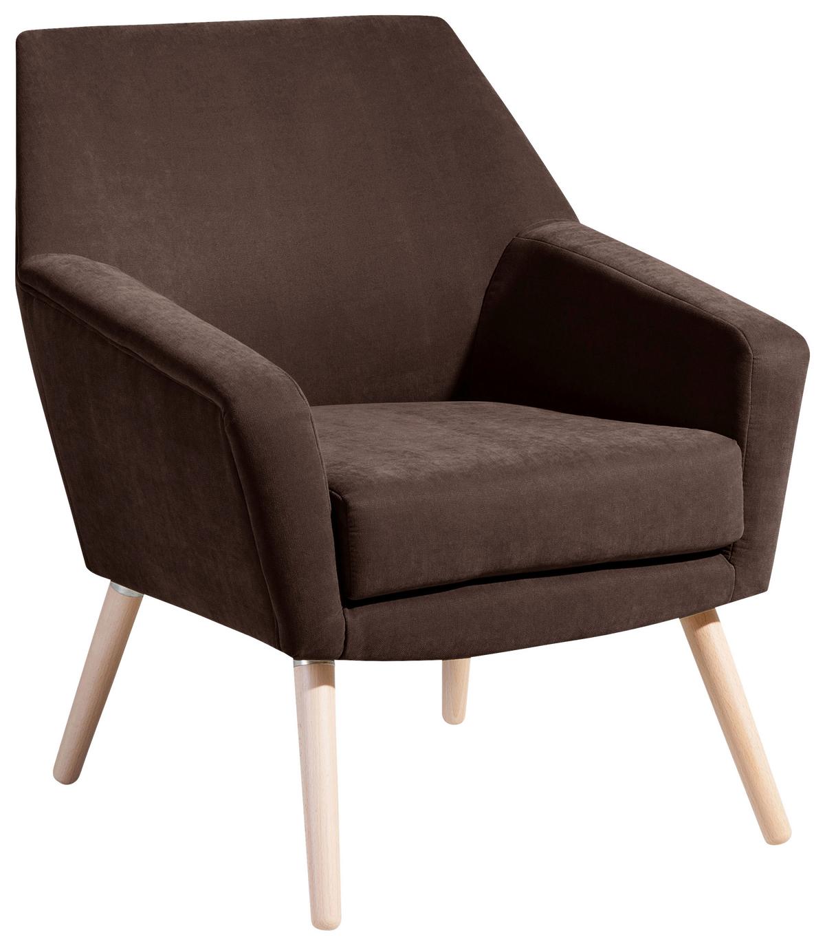 Polstersessel Mit Armlehnen Alegro Velours Braun - Buchefarben/Braun, Design, Textil (67/81/71cm) - Max Winzer